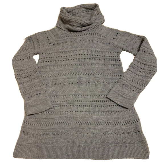 Nordstroms Cotton Emporium Sweater Womens Size Small Grey Knit Tunic Turtleneck - Picture 1 of 10